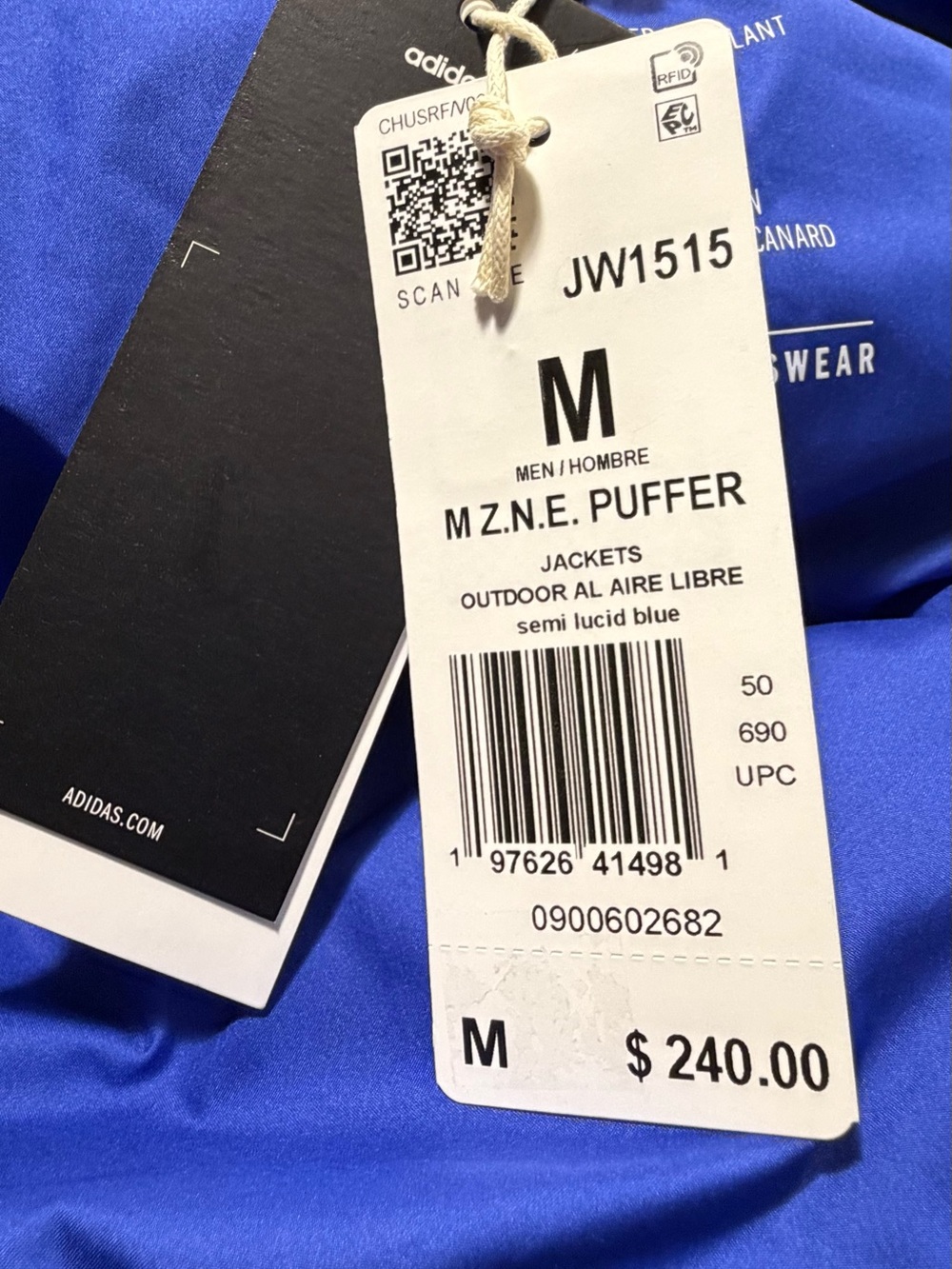 adidas Blue Water-Repellent Puffer Jacket with Hood - Picture 11 of 12